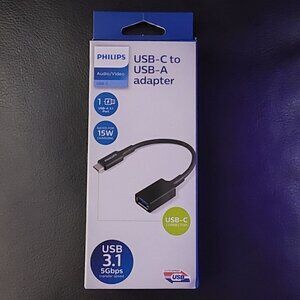 Philips 6" USB-C to USB 3.1 Female Adapter Black